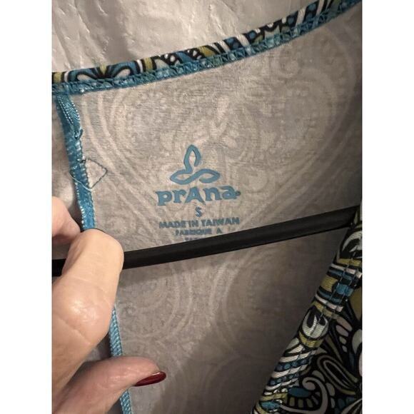 Prana Blue Green Paisley Nadia Verda Dress Size S Surplice Front Faux Wrap - Picture 3 of 6